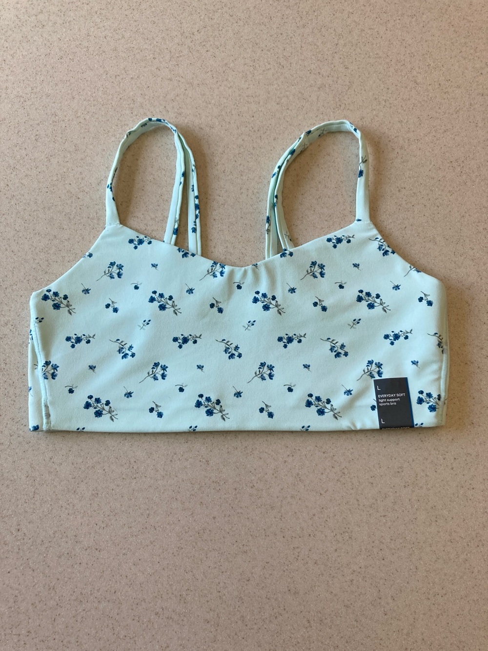 All In Motion Mint Green Floral Double-Strap Support Bra/Crop Top Women Size L - Picture 3 of 11